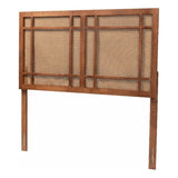 Baxton Studio Katrice Mid-Century Modern Ash Walnut Finished Wood King Size Headboard With Rattan