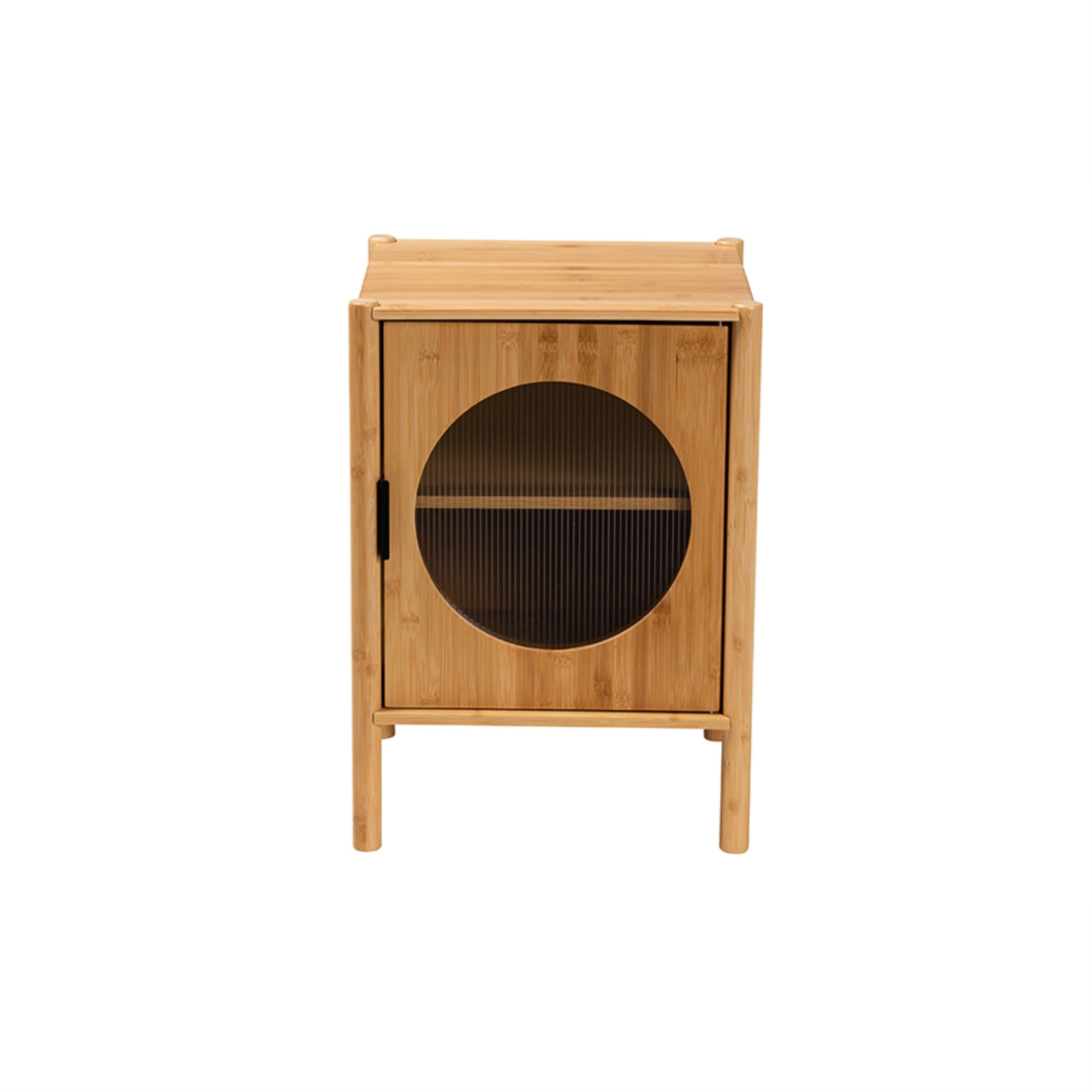 Baxton Studio Naresh Mid-Century Modern Transitional Natural Brown Bamboo Wood 1-Door End Table
