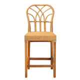 Bali & Pari Monaco Modern Bohemian Natural Rattan And Mahogany Wood Counter Stool
