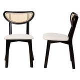 Baxton Studio Dannell Mid-Century Modern Cream Fabric And Black Finished Wood Dining Chair