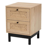 Baxton Studio Cherelle Mid-Century Modern Light Brown And Black 2-Drawer End Table