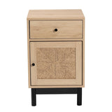 Baxton Studio Cherelle Mid-Century Modern Light Brown And Black 1-Drawer End Table