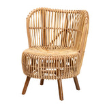 Bali & Pari Nagoya Modern Bohemian Natural Rattan Wide Seat Lounge Chair