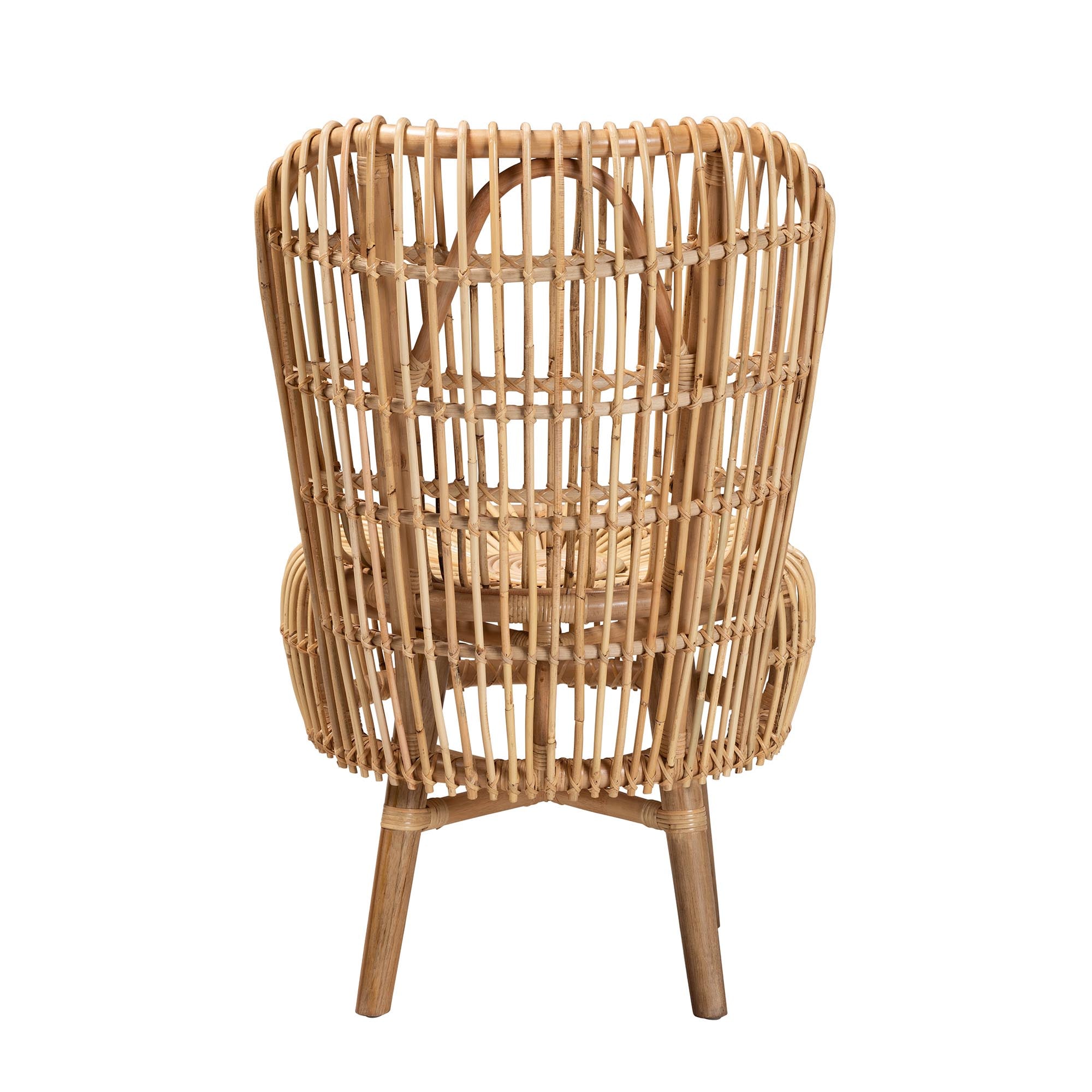 Bali & Pari Nagoya Modern Bohemian Natural Rattan Tall Lounge Chair