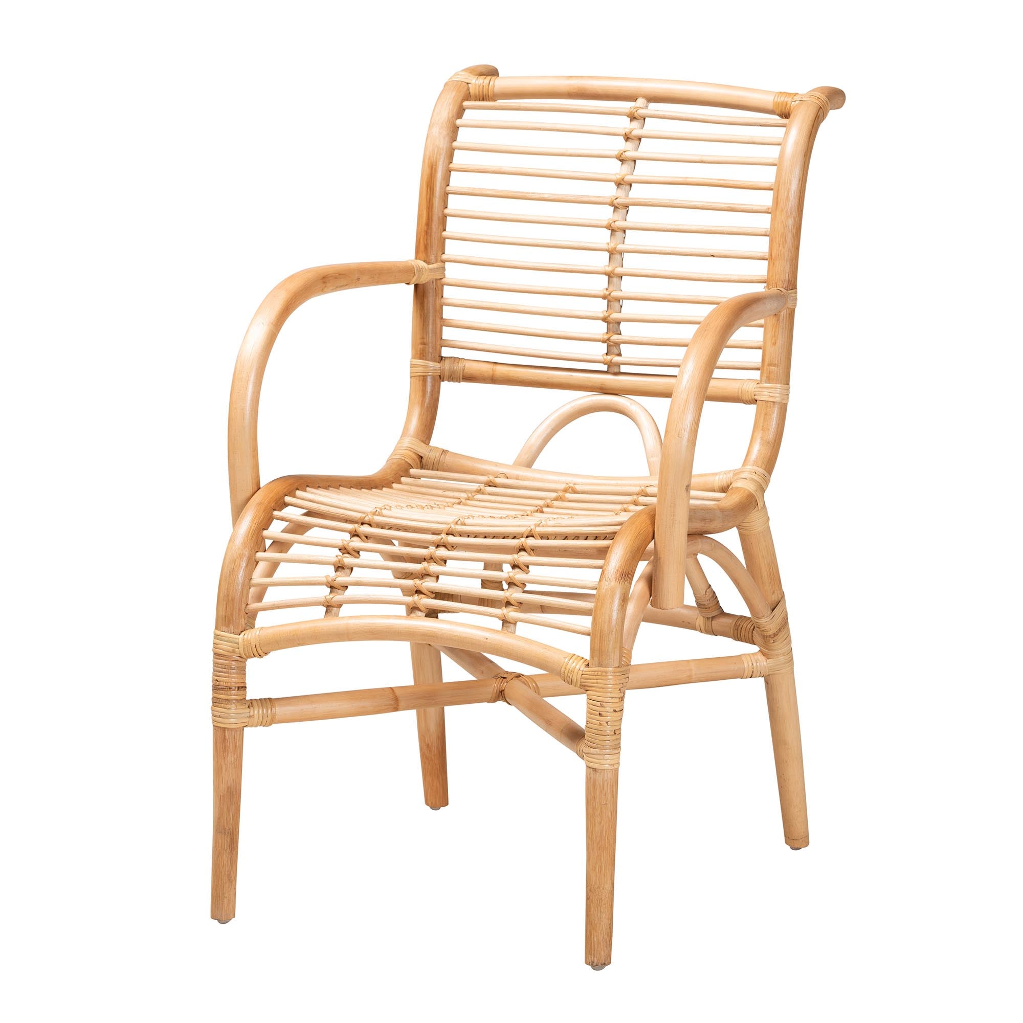Bali & Pari Seminyak Modern Bohemian Natural Rattan Lounge Chair