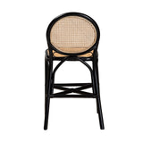 Bali & Pari Ayana Mid-Century Modern Two-Tone Black And Natural Brown Rattan Counter Stool