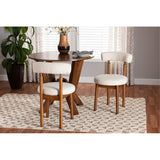 Baxton Studio Edric Modern Japandi Cream Boucle Fabric And Walnut Brown Finished Wood 2-Piece Dining Chair Set