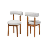Baxton Studio Edric Modern Japandi Light Grey Boucle Fabric And Walnut Brown Finished Wood 2-Piece Dining Chair Set