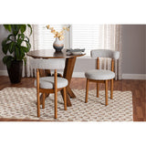 Baxton Studio Edric Modern Japandi Light Grey Boucle Fabric And Walnut Brown Finished Wood 2-Piece Dining Chair Set