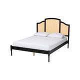 Baxton Studio Librina Classic And Traditional Black Finished Wood Queen Size Platform Bed With Woven Rattan