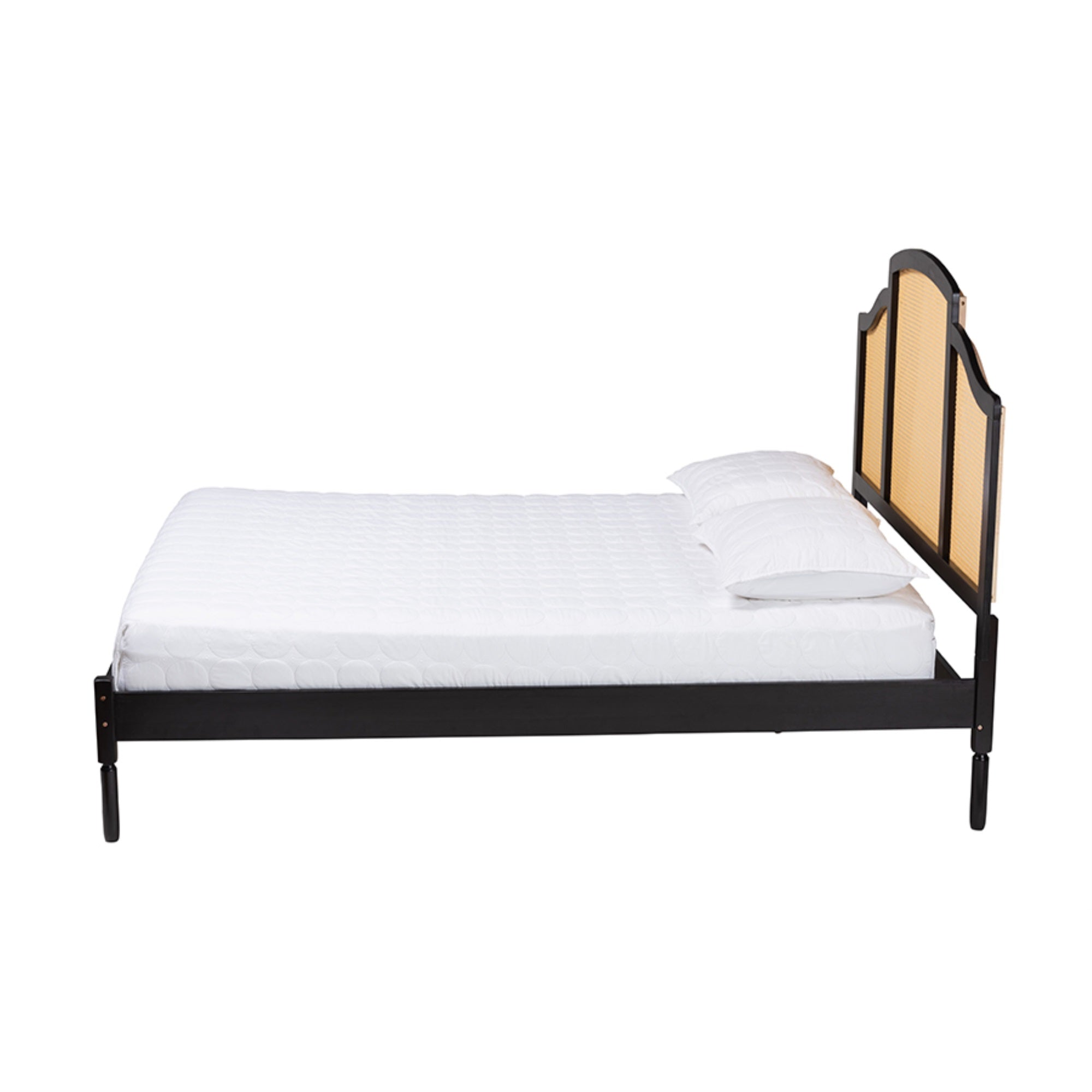 Baxton Studio Librina Classic And Traditional Black Finished Wood Queen Size Platform Bed With Woven Rattan