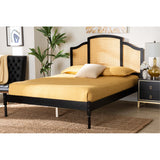 Baxton Studio Librina Classic And Traditional Black Finished Wood Queen Size Platform Bed With Woven Rattan