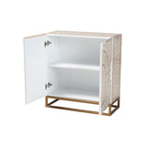 Baxton Studio Ercilia Modern Bohemian White And Rustic Brown Mother Of Pearl Storage Cabinet