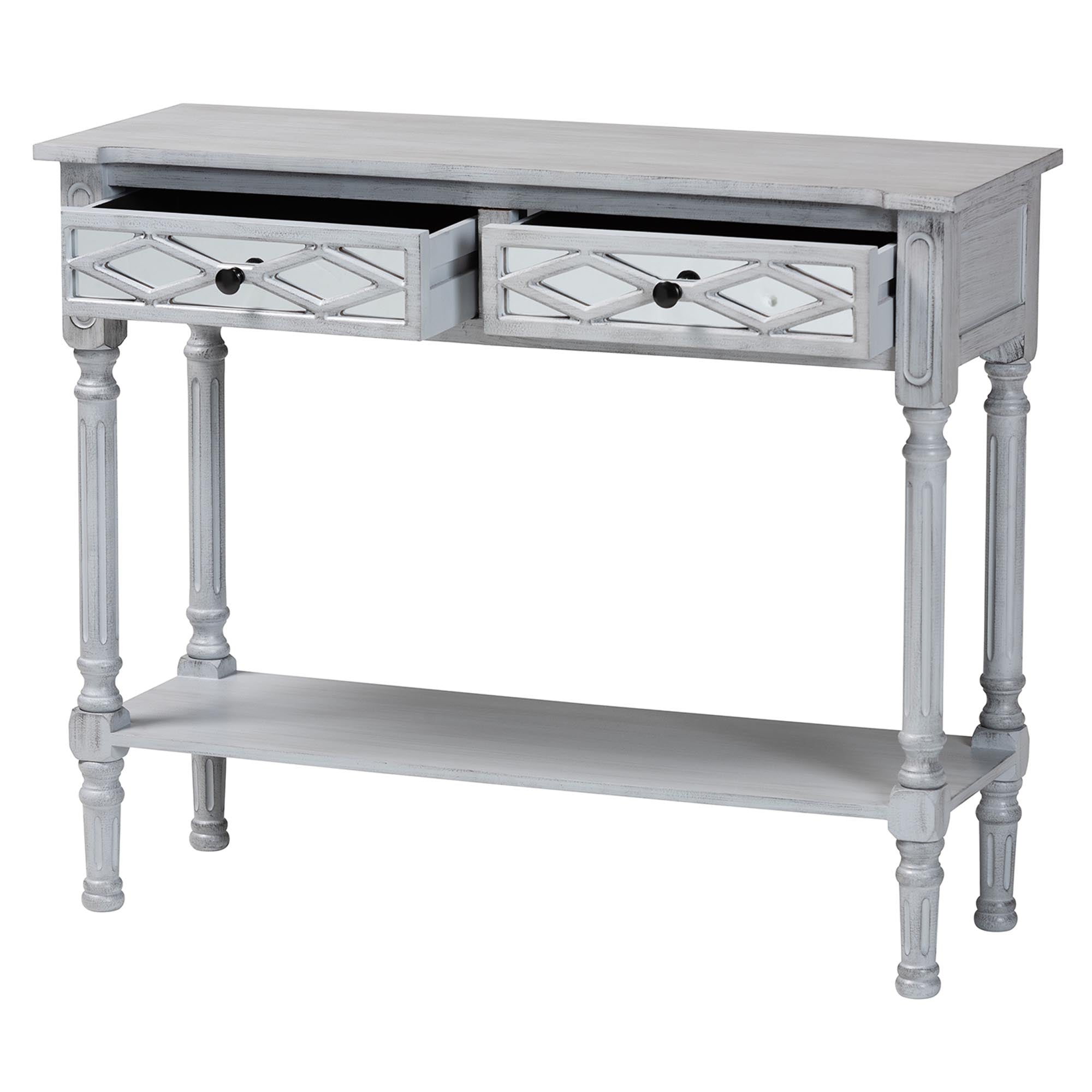 Baxton Studio Gellert Classic And Traditional Grey Finished Wood 2-Drawer Console Table