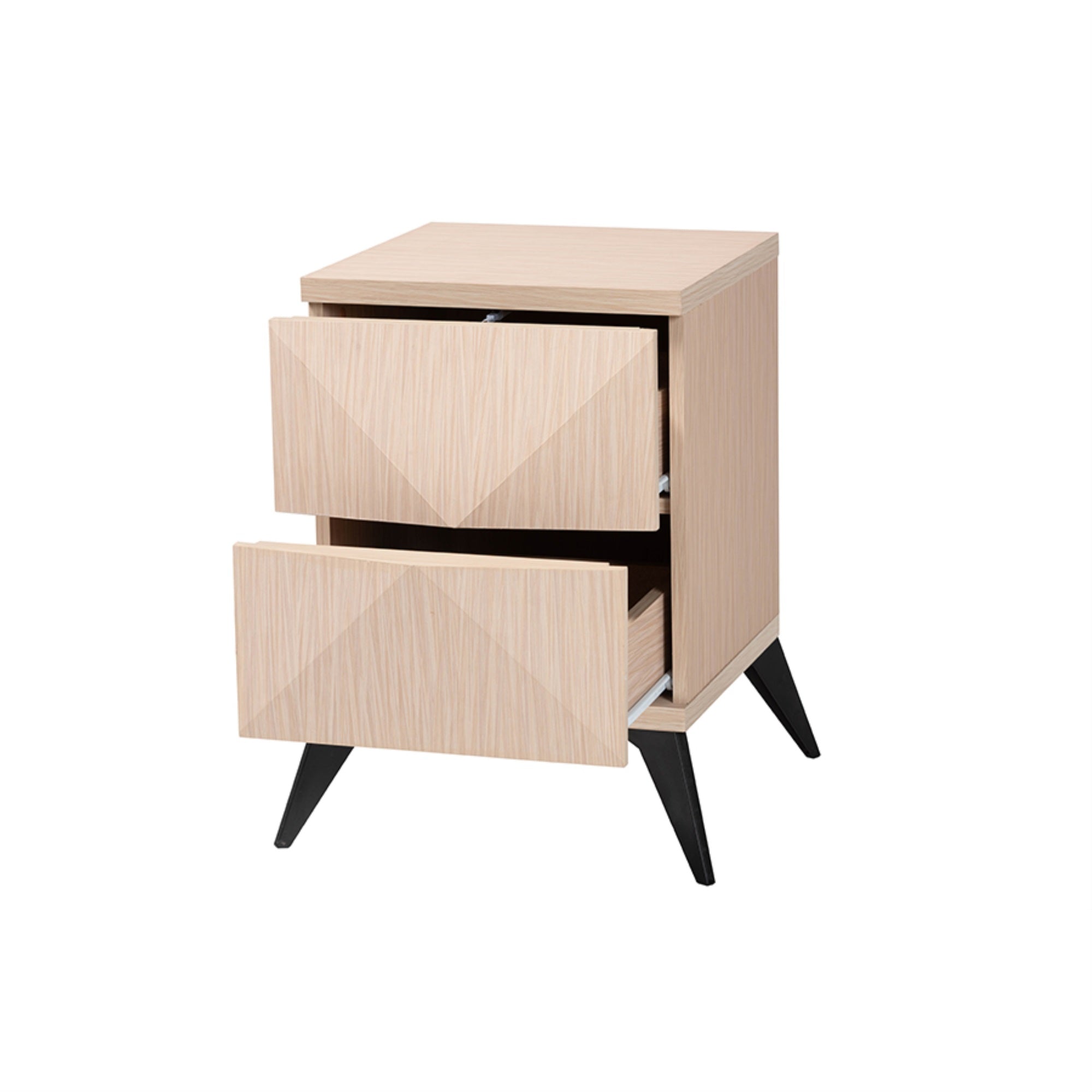 Baxton Studio Draper Mid-Century Modern Two-Tone Light Brown And Black Wood 2-Drawer Nightstand