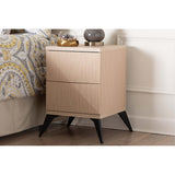 Baxton Studio Draper Mid-Century Modern Two-Tone Light Brown And Black Wood 2-Drawer Nightstand