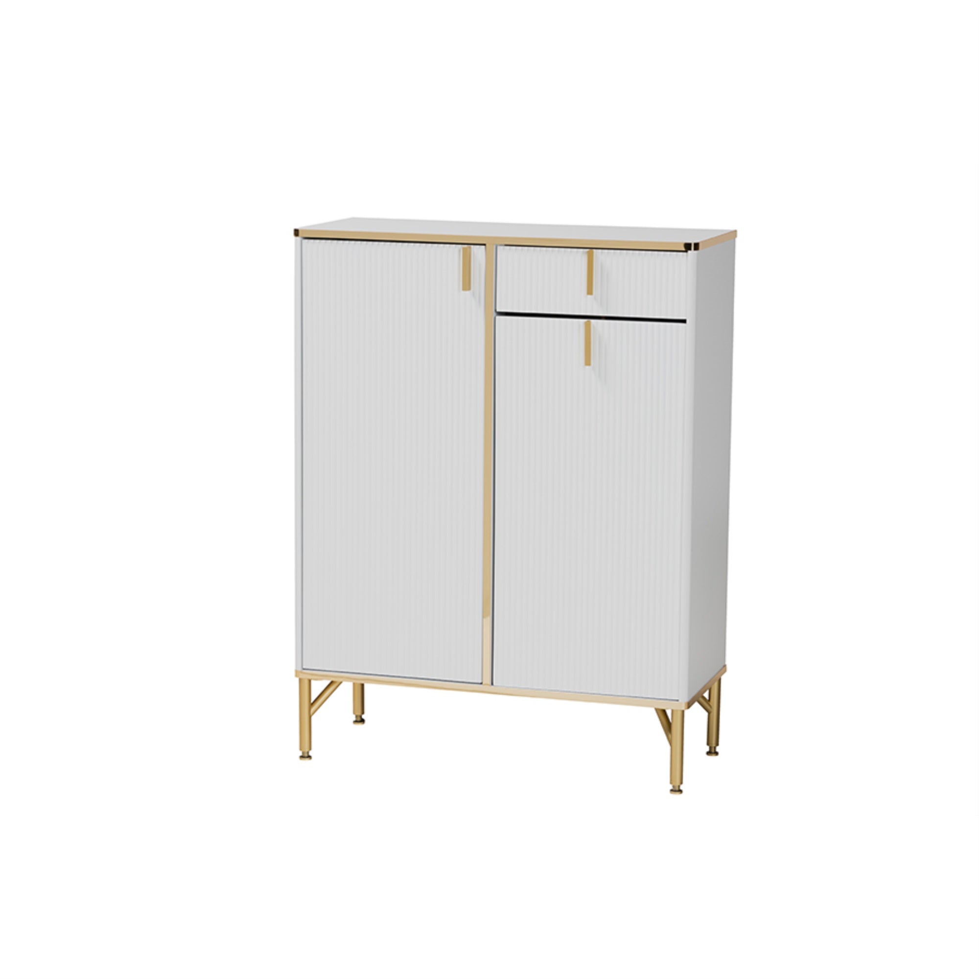 Baxton Studio Lilac Modern Glam White Wood And Gold Metal 2-Door Shoe Cabinet