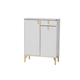 Baxton Studio Lilac Modern Glam White Wood And Gold Metal 2-Door Shoe Cabinet