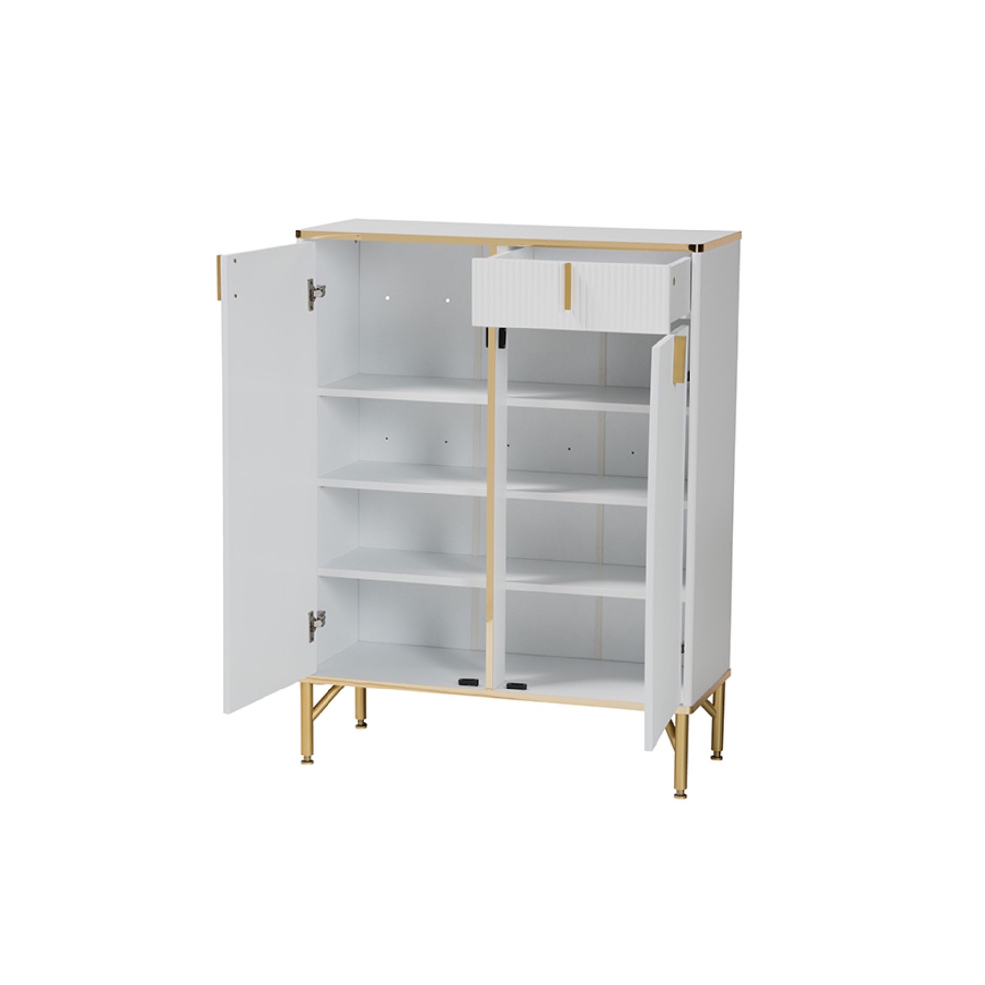 Baxton Studio Lilac Modern Glam White Wood And Gold Metal 2-Door Shoe Cabinet
