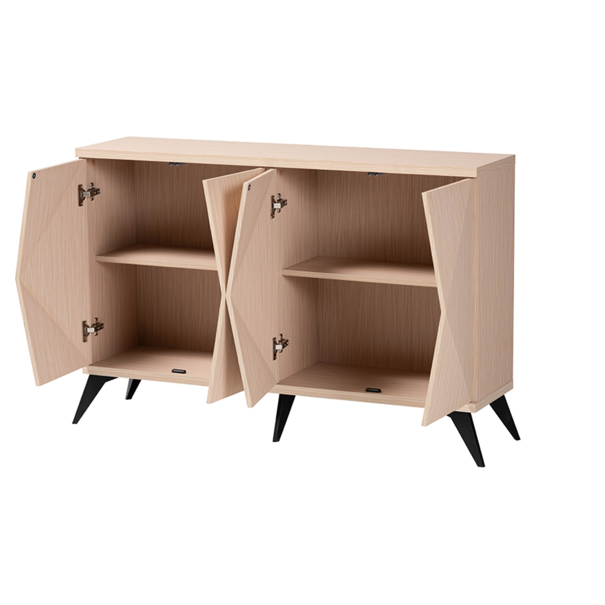 Baxton Studio Draper Mid-Century Modern Two-Tone Light Brown And Black Wood 4-Door Sideboard Buffet