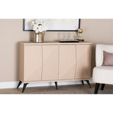 Baxton Studio Draper Mid-Century Modern Two-Tone Light Brown And Black Wood 4-Door Sideboard Buffet
