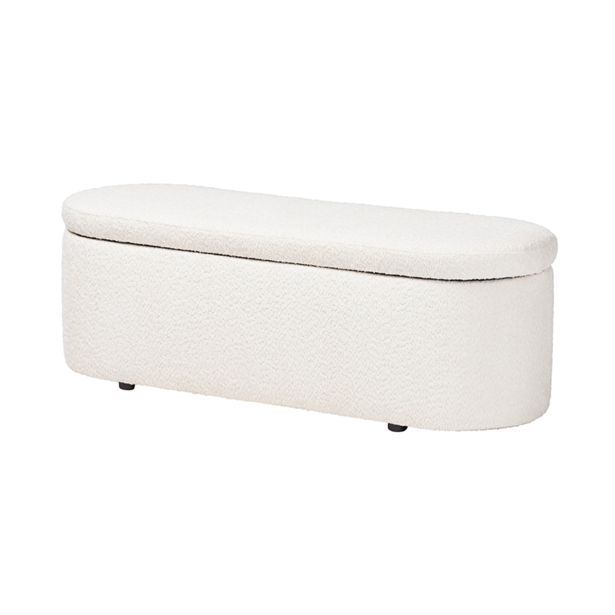 Baxton Studio Lavina Modern White Teddy-Bear Fabric Storage Bench