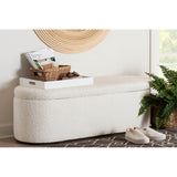Baxton Studio Lavina Modern White Teddy-Bear Fabric Storage Bench
