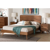Baxton Studio Demeter Mid-Century Modern Walnut Brown Finished Wood King Size 3-Piece Bedroom Set