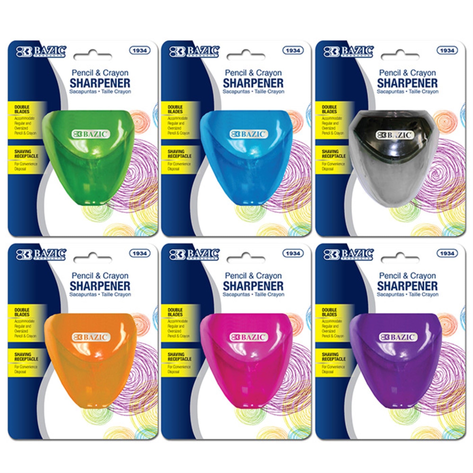 Bazic Dual Blades Sharpener W/ Triangle Receptacle / Box Qty - 24