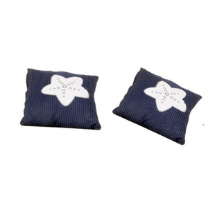 Anne Home - Set Of 2 Blue Pillows With A White Star