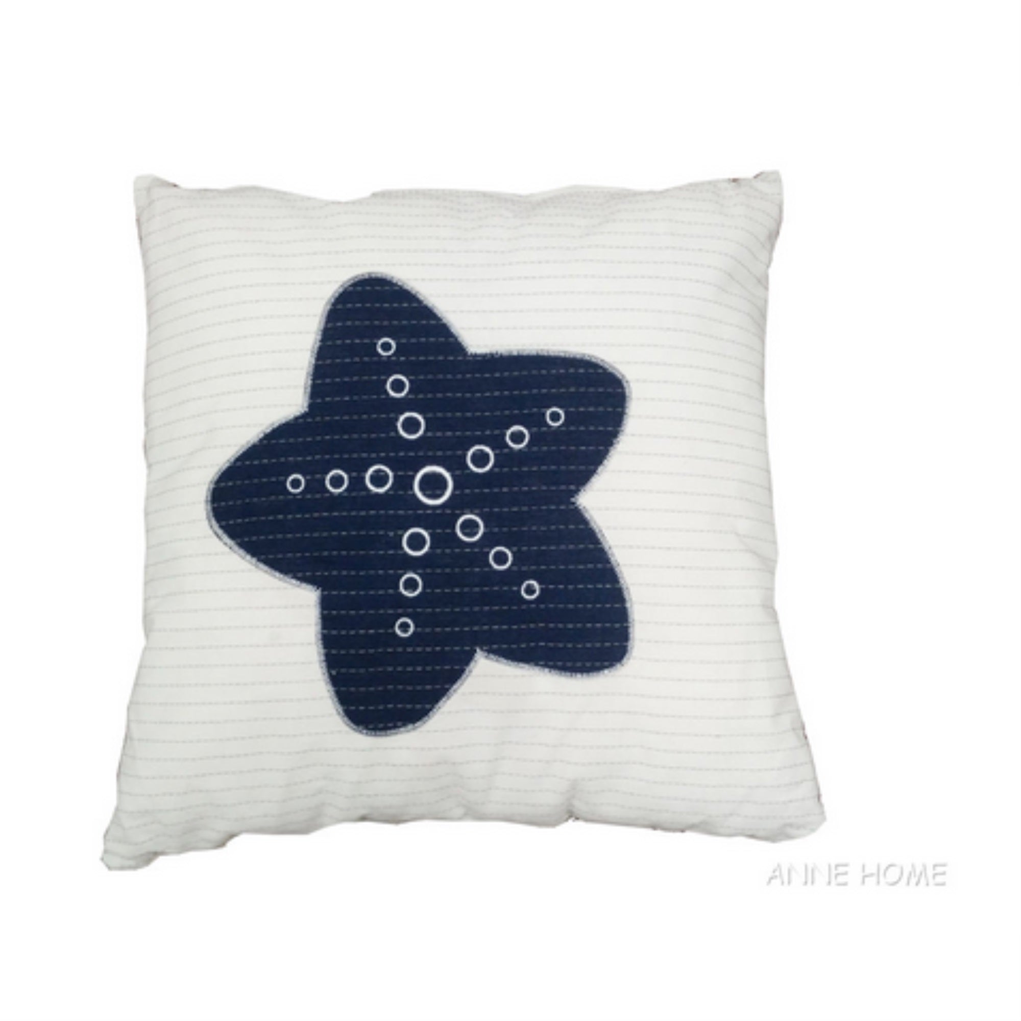 Anne Home - White Pillow With A Blue Star