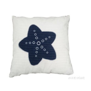 Anne Home - White Pillow With A Blue Star