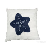 Anne Home - White Pillow With A Blue Star