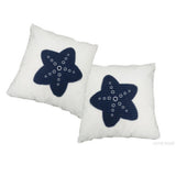 Anne Home - Set Of 2 White Pillows With A Blue Star