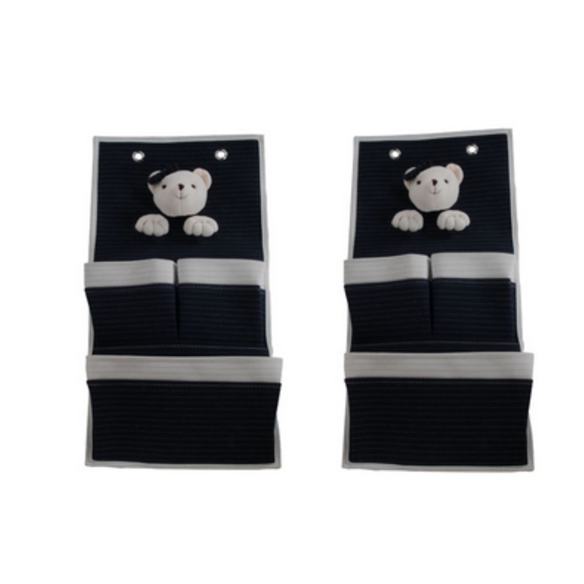 Anne Home - Set Of 2 Bear-Themed 3-Pocket Wall Hanger Toy Storages