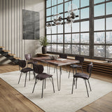 Nature'S Edge 60 Seven Piece Modern Dining Set With Upholstered Contemporary Chairs - Slate And Dark Brown
