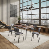 Nature'S Edge 60 Seven Piece Modern Dining Set With Upholstered Contemporary Chairs - Slate And Grey