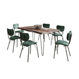 Nature'S Edge 60 Seven Piece Modern Dining Set With Upholstered Contemporary Chairs - Slate And Jade
