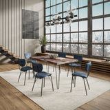 Nature'S Edge 60 Seven Piece Modern Dining Set With Upholstered Contemporary Chairs - Slate And Slate Blue