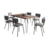 Nature'S Edge 60 Seven Piece Modern Dining Set With Upholstered Contemporary Chairs - Slate And Slate Blue