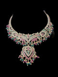 NS329 Taseen necklace set in ruby emerald ( READY TO SHIP )