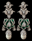 DER811 Lotus Cz earrings -Green ( READY TO SHIP )