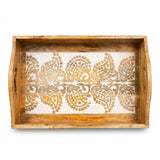 Hand Carved Wooden Breakfast Serving Tray w/ Handle | Kitchen Serve-Ware Accessories | 15x10 | 2050