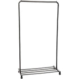 Heavy Duty Rolling Garment Rack with Adjustable 5-Tier Shoe Storage, Black