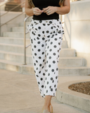Polka Dot Bow Detail Pocketed Barrel Jeans