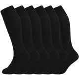 Cotton Knee-High Compression Socks for Nurses & Travel, Black & White