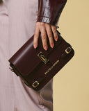 Mirella (eggplant) - Italian calf leather women's crossbody bag (with shoulder strap)