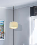 18"W 2 Light Swag Plug-In Pendant Textured Oatmeal with Diffuser Black Cord