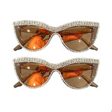 2-Pieces: Bling Rhinestone Cat Eye Sunglasses