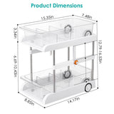 2-Tier Height Adjustable Under Sink Organizer with Flexible Wheels 2 Clear Trays